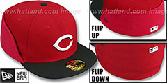 Reds CLEAN CUT FLIP-DOWN Red-Black Fitted Hat by New Era