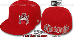 Reds OLD ENGLISH SOUTHPAW Red-Red Fitted Hat by New Era