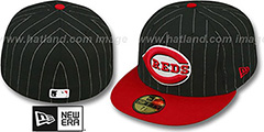 Reds PIN-SCRIPT Black-Red Fitted Hat by New Era