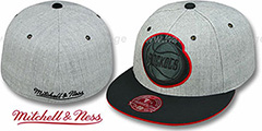 Rockets 2T XL-LOGO FADEOUT Grey-Black Fitted Hat by Mitchell and Ness