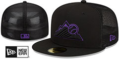 Rockies BATTING PRACTICE TRUCKER Black-Purple Fitted Hat by New Era