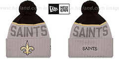 Saints 2015 STADIUM Grey-Black Knit Beanie Hat by New Era