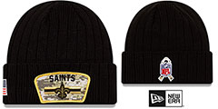 Saints 2021 SALUTE-TO-SERVICE Knit Beanie Hat by New Era