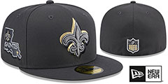 Saints 2024 ONSTAGE NFL DRAFT Grey Fitted Hat by New Era