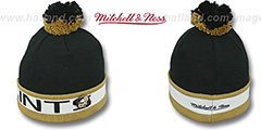 Saints THE-BUTTON Knit Beanie Hat by Michell and Ness