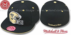 Saints XL-HELMET Black Fitted Hat by Mitchell and Ness