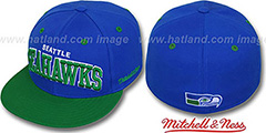 Seahawks 2T CLASSIC-ARCH Royal-Green Fitted Hat by Mitchell and Ness