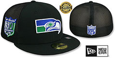 Seahawks 30TH MESH-BACK SIDE-PATCH Black-Black Fitted Hat by New Era