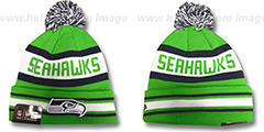 Seahawks ALT JAKE-3 Lime Knit Beanie Hat by New Era