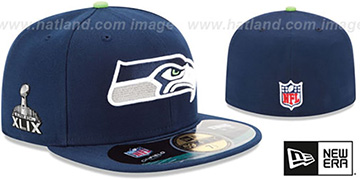 Seahawks NFL SUPER BOWL XLIX ONFIELD Navy Fitted Hat by New Era