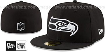 Seahawks NFL TEAM-BASIC Black-White Fitted Hat by New Era