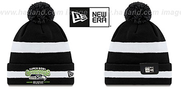 Seahawks SUPER BOWL XLVIII CHAMPS  Black-White Knit Beanie Hat by New Era