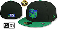 Seahawks THROWBACK NFL SHIELD-BASIC Black-Green Fitted Hat by New Era