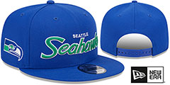 Seahawks THROWBACK TEAM-SCRIPT SNAPBACK Royal Hat by New Era