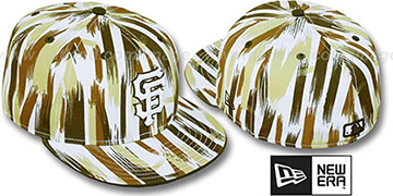 SF Giants BRUSH STROKES White-Brown Fitted Hat by New Era