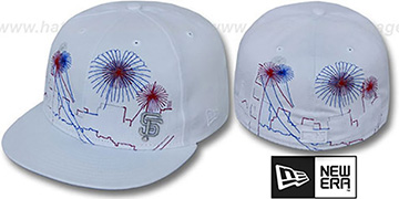 SF Giants CITY-SKYLINE FIREWORKS White Fitted Hat by New Era