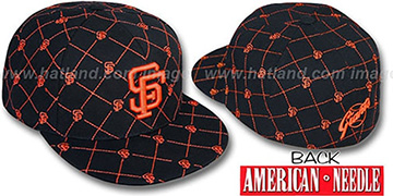 SF Giants KINGSTON ALL-OVER Black-Orange Fitted Hat by American Needle