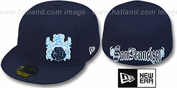 SF Giants OLD ENGLISH SOUTHPAW Navy-Baby Blue Fitted Hat by New Era