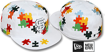 SF Giants PUZZLE White Fitted Hat by New Era