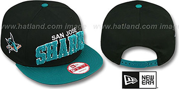 Sharks CHENILLE-ARCH SNAPBACK Black-Teal Hat by New Era