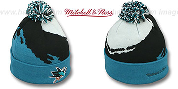 Sharks PAINTBRUSH BEANIE by Mitchell and Ness