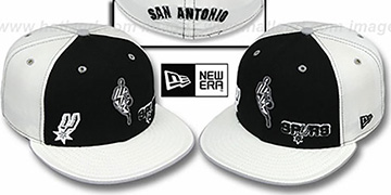 Spurs TRIPLE THREAT Black-White Fitted Hat by New Era