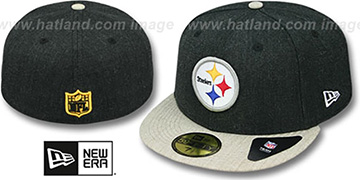 Steelers 2T-HEATHER ACTION Charcoal-Oatmeal Fitted Hat by New Era