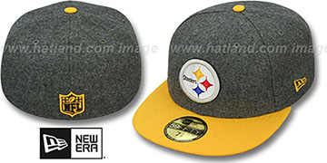 Steelers 2T NFL MELTON-BASIC Grey-Gold Fitted Hat by New Era