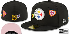 Steelers CHAIN STITCH HEARTS Black Fitted Hat by New Era