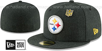 Steelers HEATHERED-PIN Black Fitted Hat by New Era