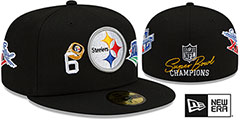 Steelers RINGS-N-CHAMPIONS Black Fitted Hat by New Era