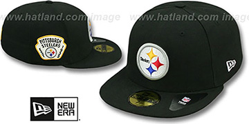 Steelers SIDE TEAM-PATCH Black Fitted Hat by New Era