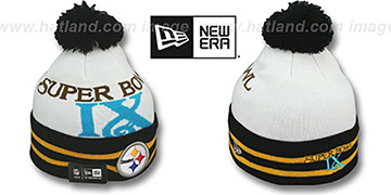 Steelers SUPER BOWL IX White Knit Beanie Hat by New Era