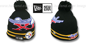 Steelers SUPER BOWL XIV Black Knit Beanie Hat by New Era