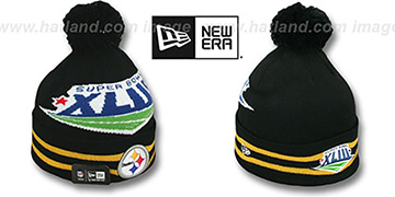 Steelers SUPER BOWL XLIII Black Knit Beanie Hat by New Era