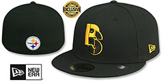 Steelers THROWBACK NFL LIGATURE Black Fitted Hat by New Era