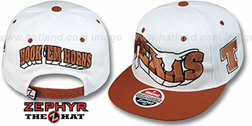 Texas 2T FLASHBACK SNAPBACK White-Burnt Orange Hat by Zephyr