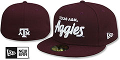 Texas A and M NCAA TEAM-SCRIPT Maroon Fitted Hat by New Era