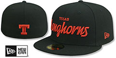 Texas NCAA TEAM-SCRIPT Black Fitted Hat by New Era