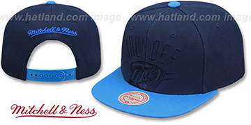 Thunder CROPPED SATIN SNAPBACK Navy-Blue Adjustable Hat by Mitchell and Ness