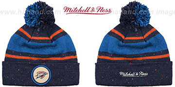 Thunder SPECKLED Navy-Royal Knit Beanie by Mitchell and Ness