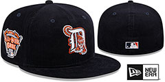 Tigers OLD SCHOOL CORDUROY SIDE-PATCH Navy Fitted Hat by New Era