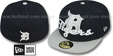 Tigers SCRIPT-PUNCH Navy-Grey Fitted Hat by New Era