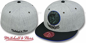 Timberwolves 2T XL-LOGO FADEOUT Grey-Black Fitted Hat by Mitchell and Ness