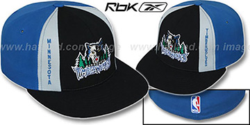 Timberwolves AJD PINWHEEL Black-Blue Fitted Hat by Reebok