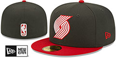 Trail Blazers 2T COLOR PACK Charcoal-Red Fitted Hat by New Era