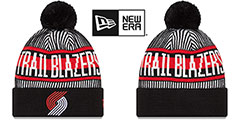 Trail Blazers STRIPED Knit Beanie Hat by New Era