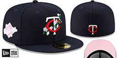 Twins LOGO BLOOM SIDE-PATCH Navy-Pink Fitted Hat by New Era