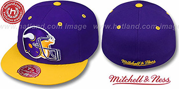 Vikings 2T XL-HELMET Purple-Gold Fitted Hat by Mitchell and Ness