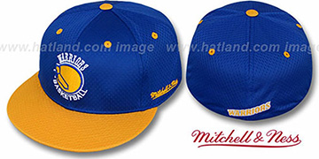 Warriors 2T BP-MESH Royal-Gold Fitted Hat by Mitchell and Ness